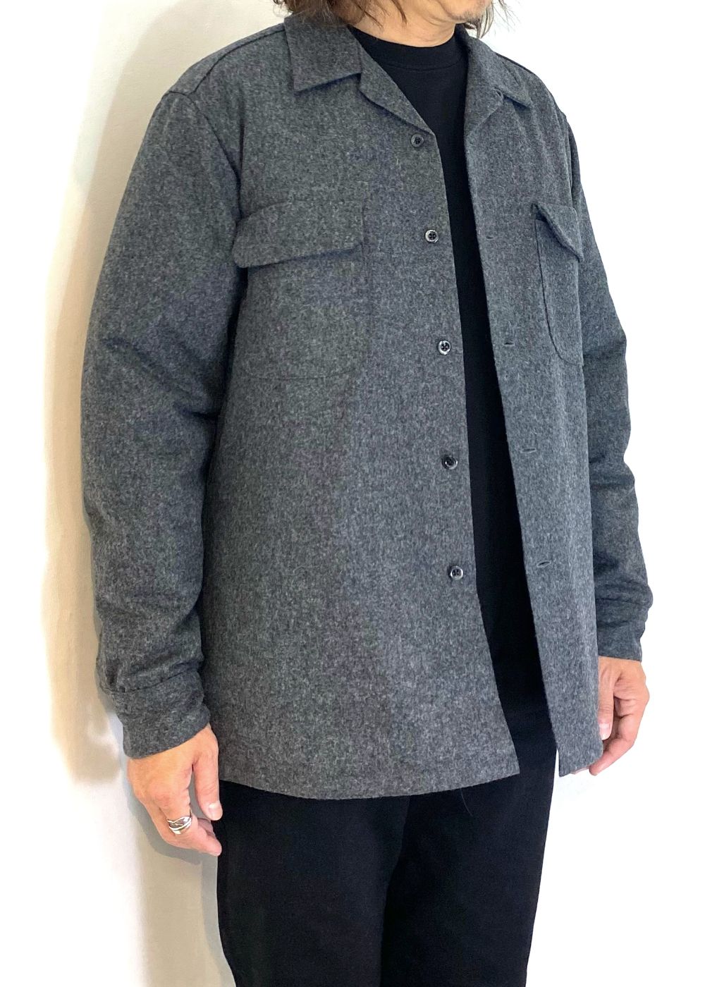 PENDLETON Wool Quiltliner Open Collar SH (GRY) / ペンドルトン コラボ オープンカラー ウール シャツ ジャケット