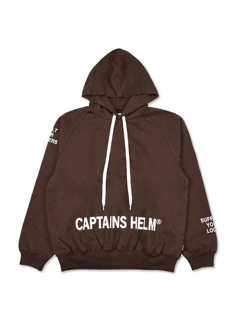 TM LOGO HOODIE (BROWN) / ロゴ プリント スウェット パーカー