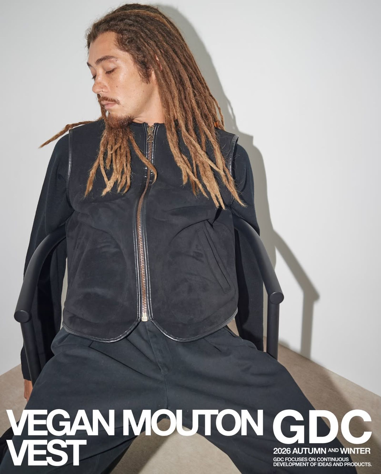 Vegan Mouton Vest (BLACK) / ビーガン ムートン ベスト