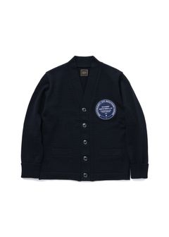 【ラスト1点】LETTERD CARDIGAN PATCH (BLACK) / ワッペン ニット カーディガン