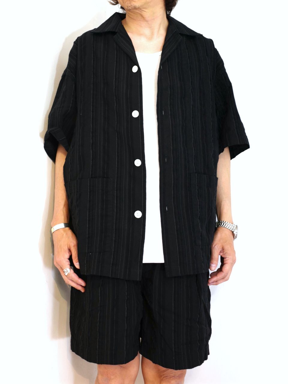 COOTIE PRODUCTIONS - Stripe Sucker Cloth Open Collar S/S Shirt