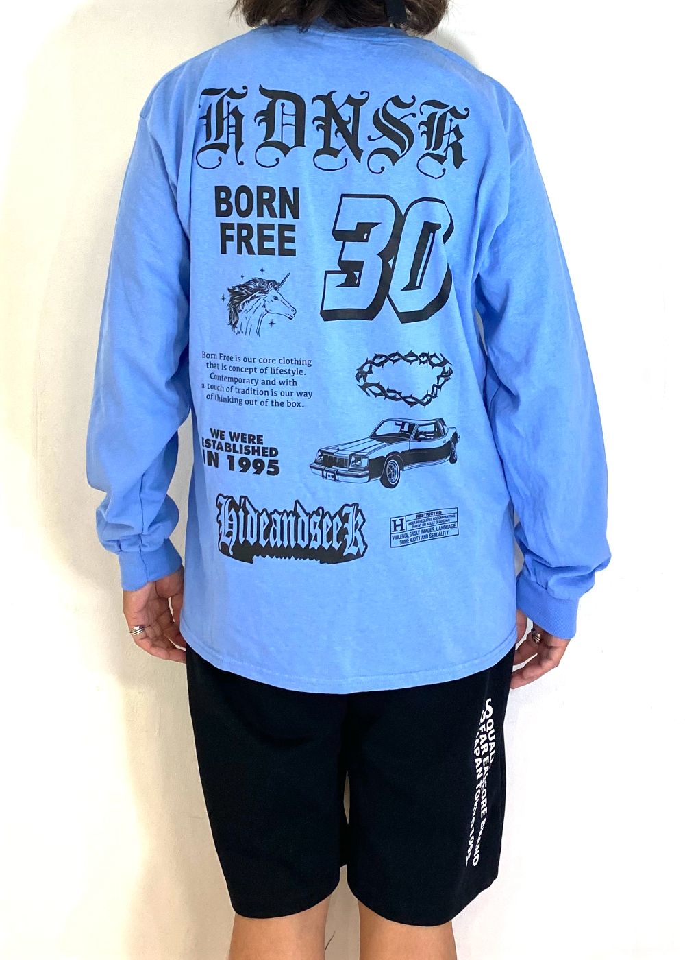 【ラスト1点】30 L/S Tee (SAX) / プリント ロングスリーブ Tシャツ