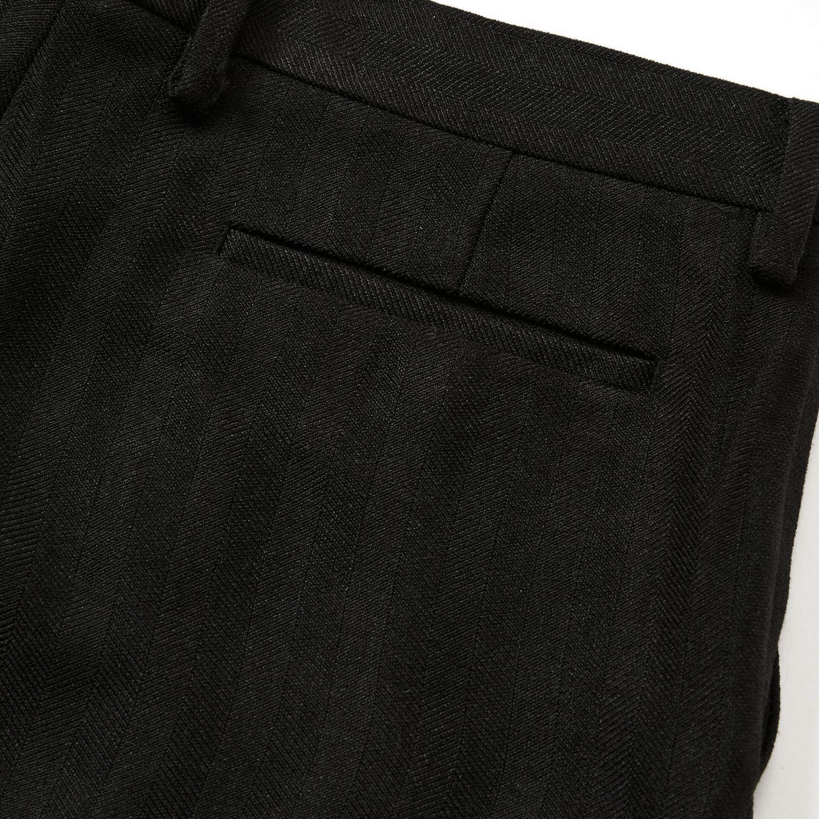 VINTAGE TYPE HERRINGBONE SLACKS (BLACK) / ヴィンテージ タイプ ヘリンボーン スラックス