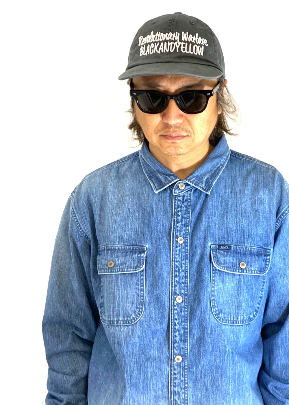 帽子 RATS / PIGMENT DYED DAD CAP RA-0215 RATS - PIGMENT DYED DAD CAP (BLACK) / ピグメント染め ロー