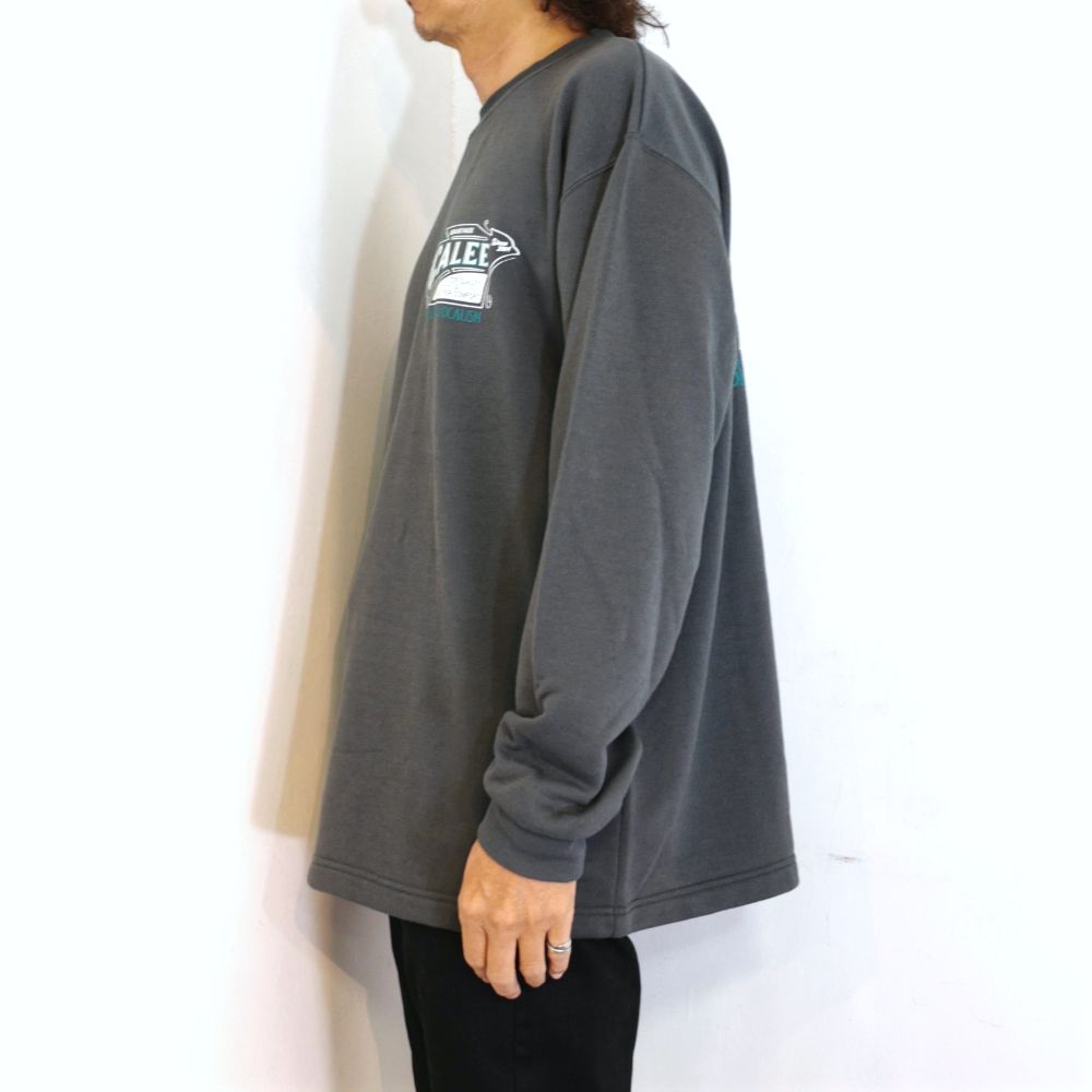AEROKNOT OLD SIGN BOARD L/S SW TEE ＜NATURALLY PAINT DESIGN＞ (CHARCOAL) / オールドサインボード オリジナル クルーネック スウェット