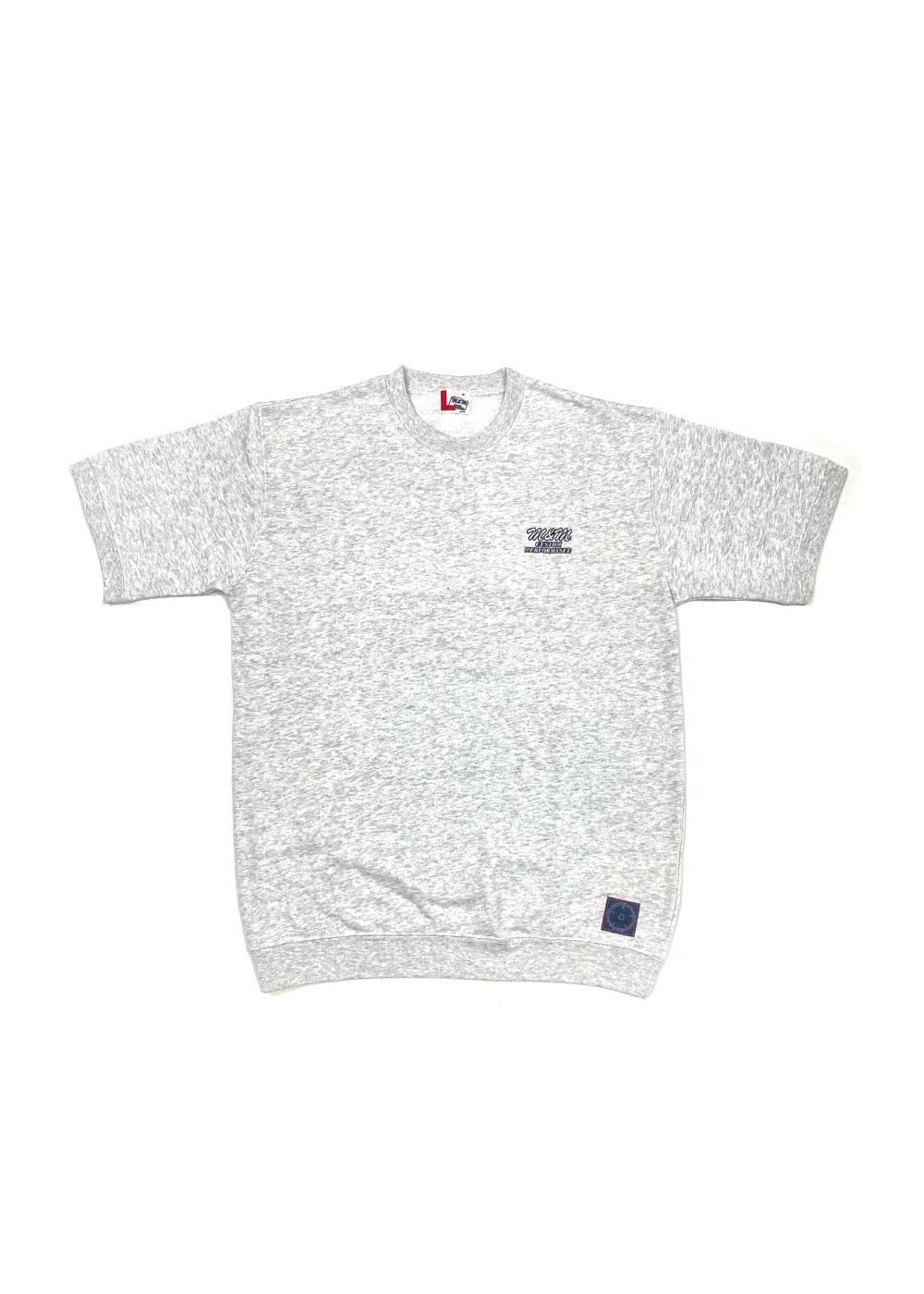 【ラスト1点】Short Sleeve Sweat (ASH) / ロゴ刺繍 半袖 クルーネック スウェット / セットアップ可能