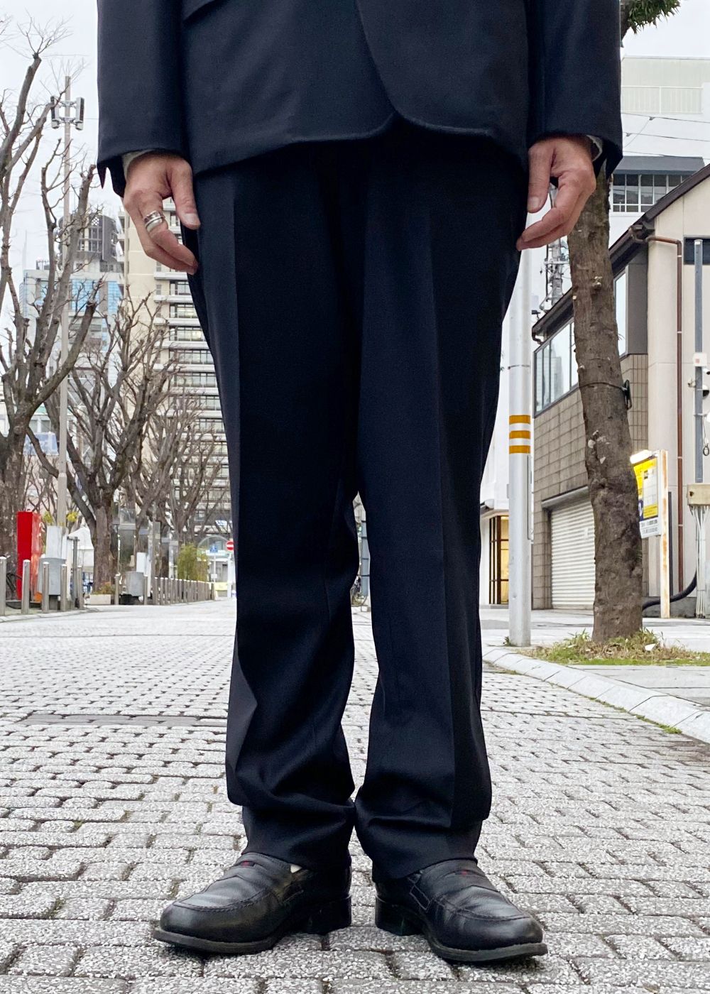 10L WOOL SILK PANTS "THUNDERS" (BLACK) / ウールシルク スラックス