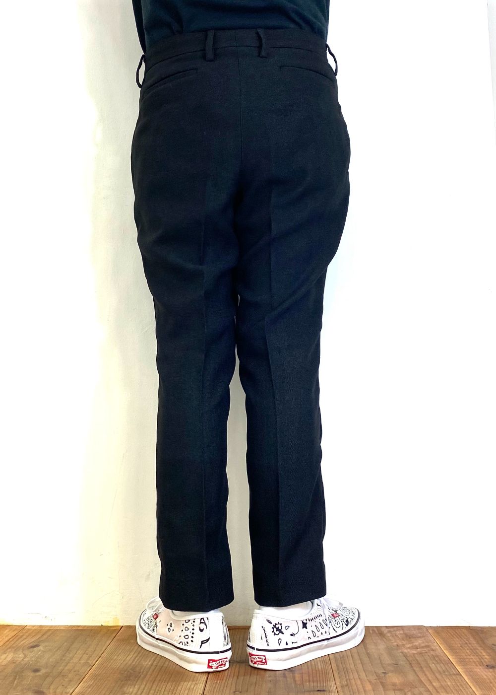 VINTAGE TYPE HERRINGBONE SLACKS (BLACK) / ヴィンテージ タイプ ヘリンボーン スラックス