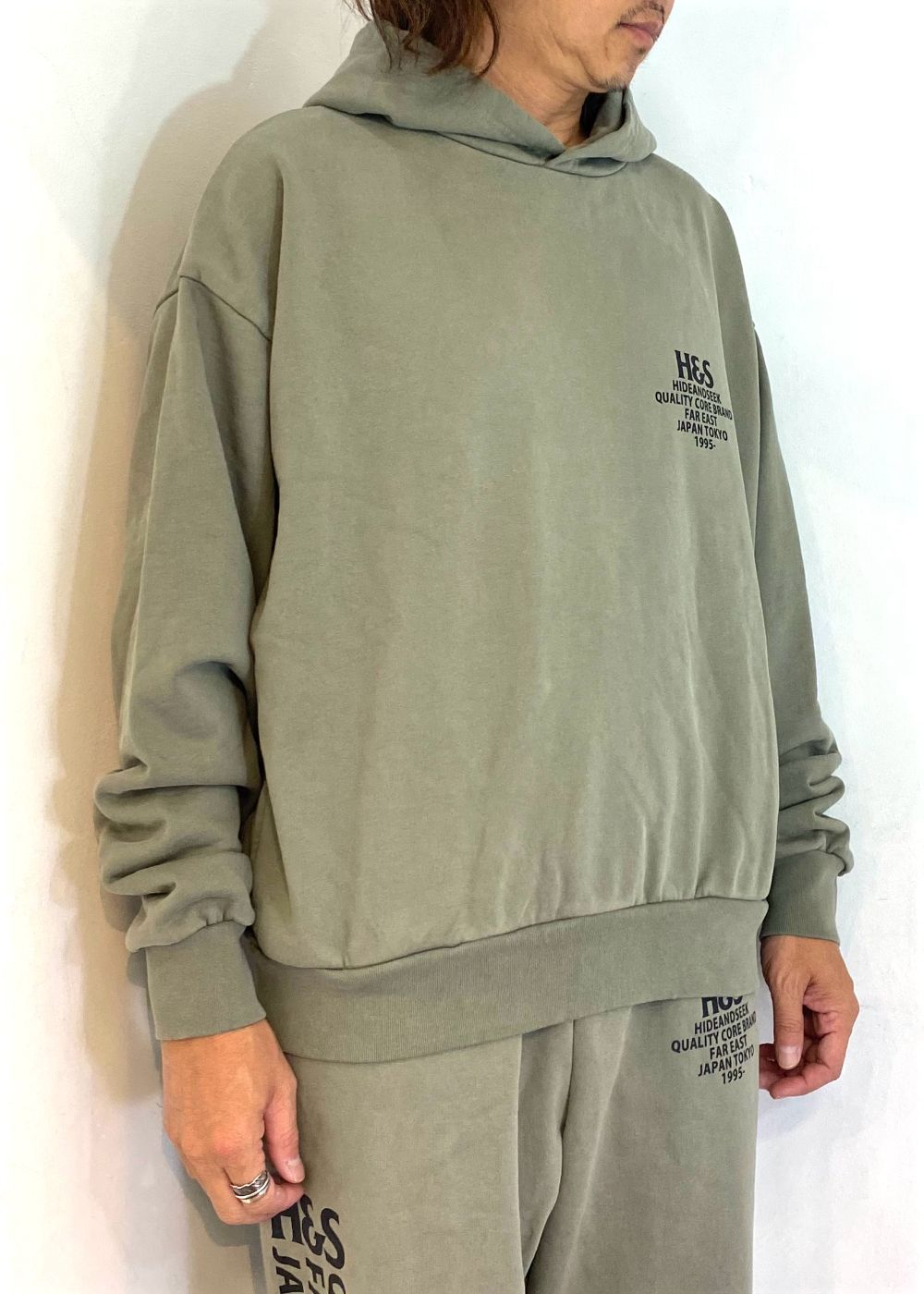 H&S Hooded Sweat Shirt (OLIVE DRAB) / オリジナル セットアップスウェット パーカー / セットアップ可能