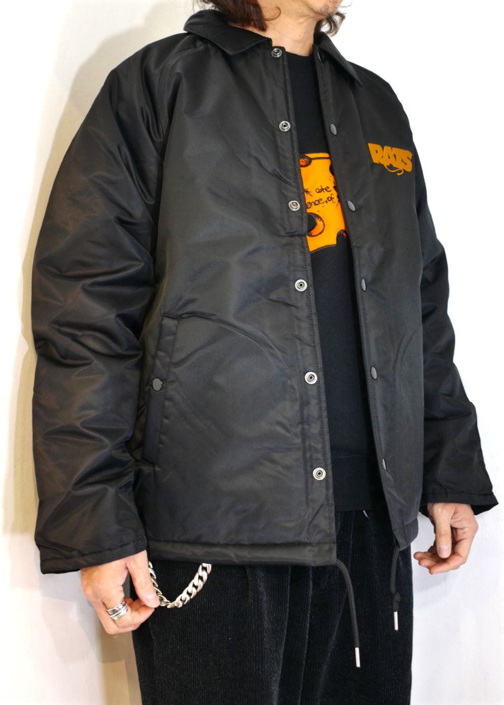 色ブラック×チャコール美品 RATS BOA COACH JKT ボア コーチジャケット