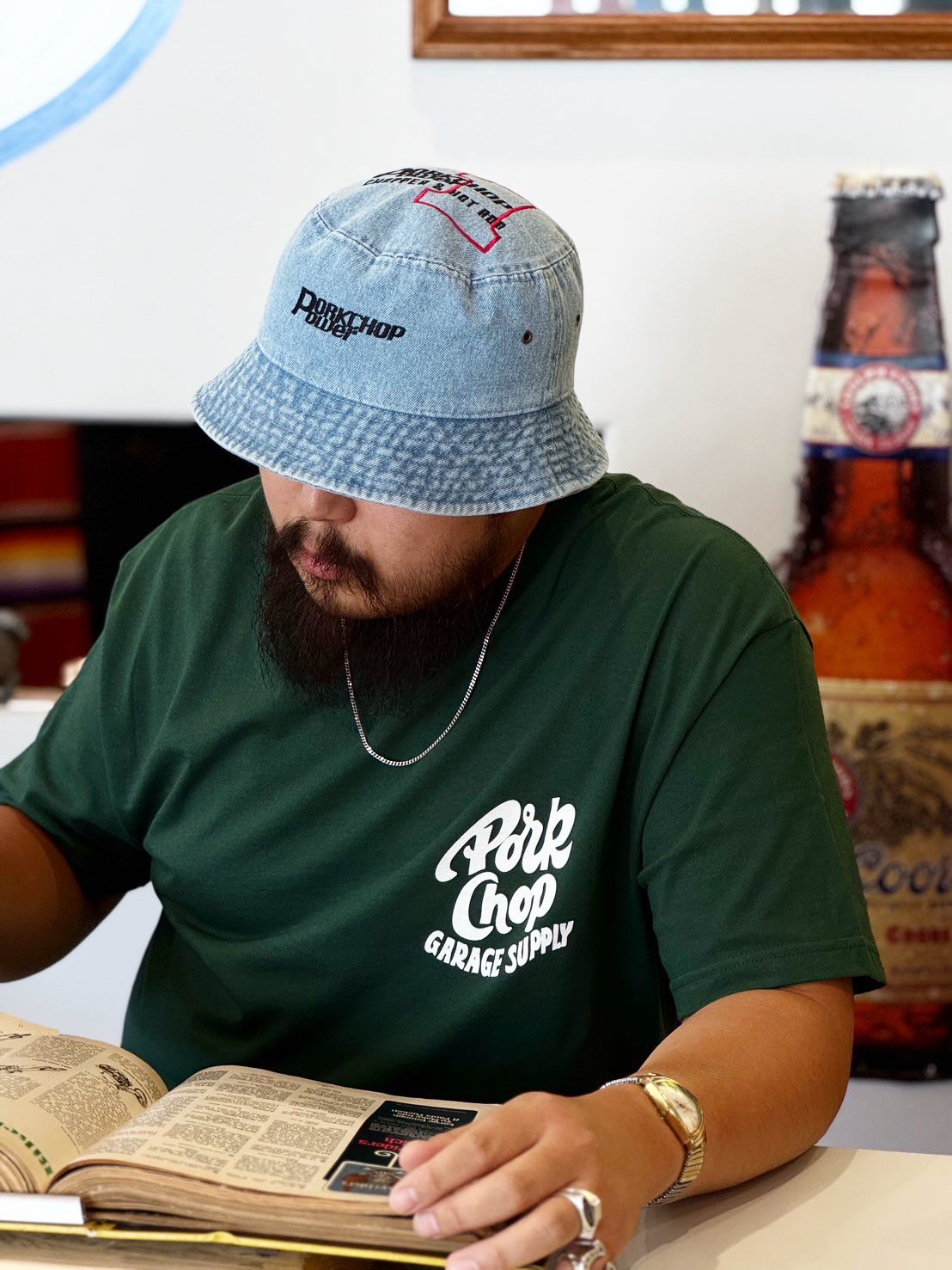 PORKY TEE (FOREST GREEN) / ポーキー ロゴ Tシャツ