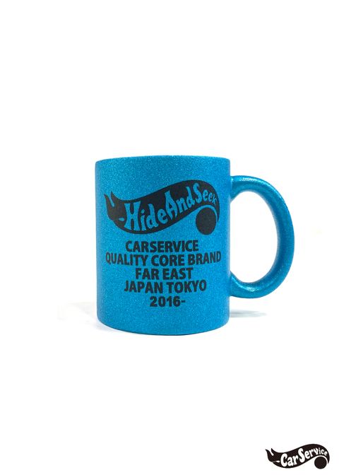 ×CARSERVICE GLITTER MUG CUP (BLUE) / カーサービス コラボ マグカップ