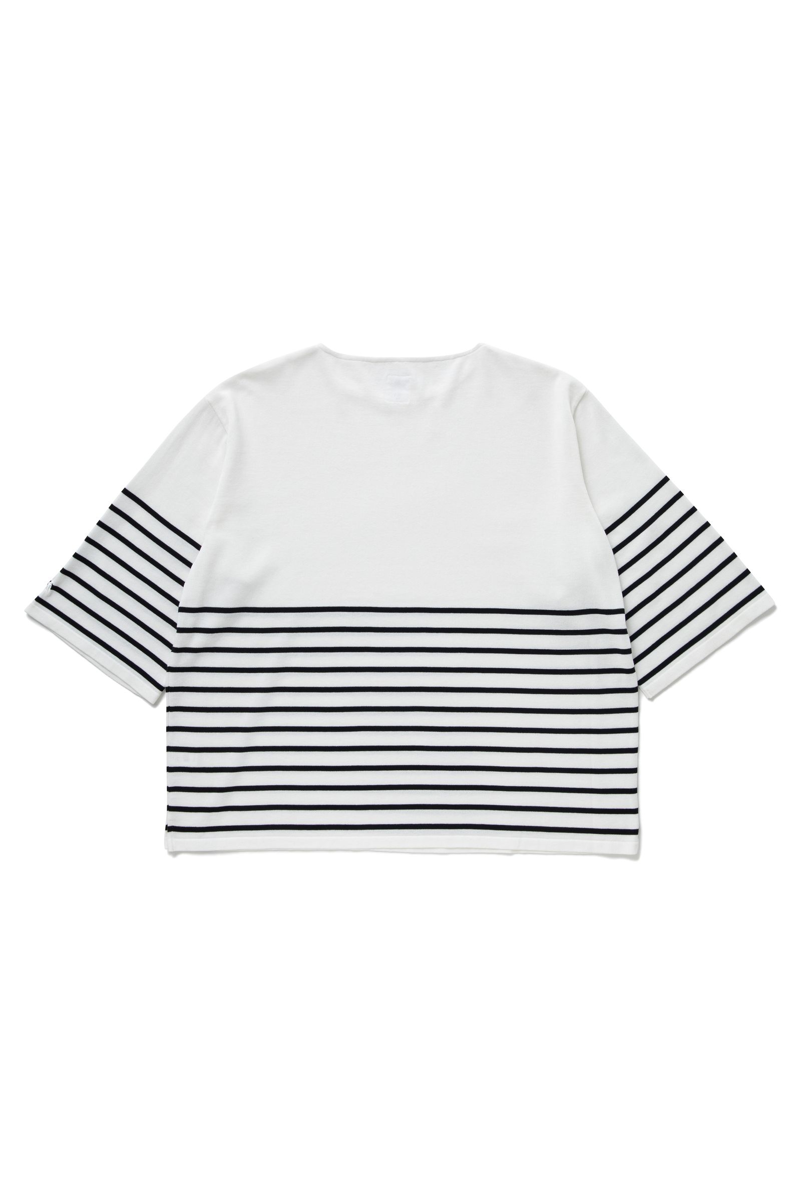 KNITTED BASQUE SHIRT "ERNEST" (WHITE) / サマーニット バスクシャツ