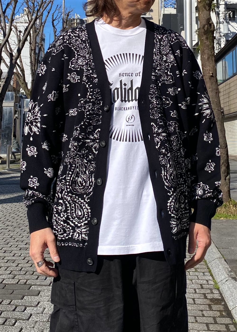 BANDANA CARDIGAN (BLACK) / バンダナ カーディガン