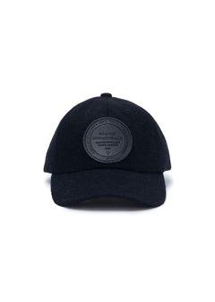 【ラスト1点】WOOL LEATHER PATCH CAP (BLACK) / レザーワッペン ベースボールキャップ