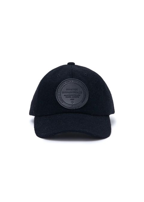 【ラスト1点】WOOL LEATHER PATCH CAP (BLACK) / レザーワッペン ベースボールキャップ