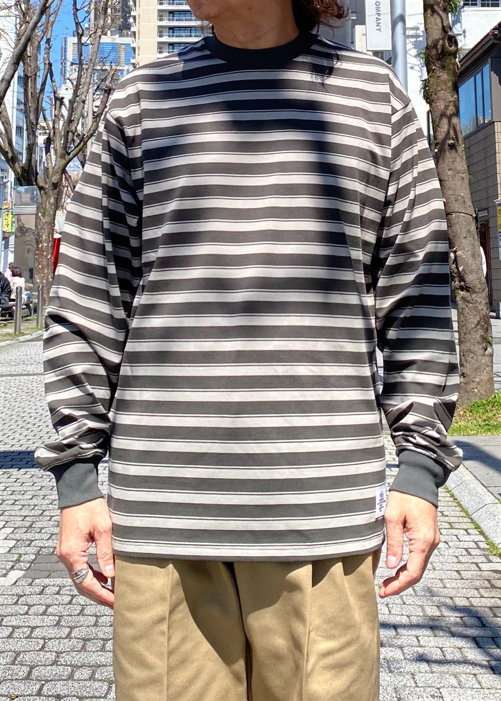 Border L/S Tee (GRAY×CHARCOAL GRAY) / ボーダー ロングスリーブ Tシャツ