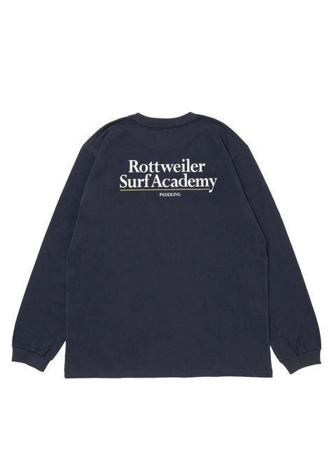 R9 SURF ACADEMY LS TEE (NAVY) /  オリジナル ロゴプリント ロングスリーブ Tシャツ