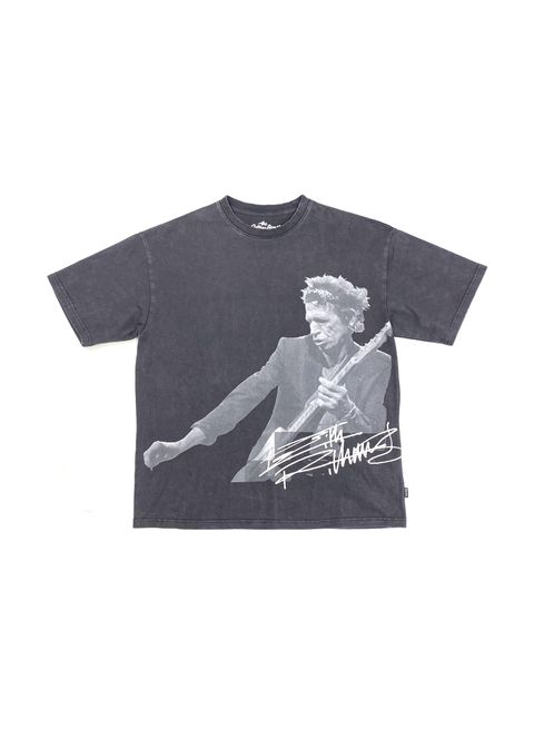 【ラスト1点】Keith Richards pigment tee (BLACK) / ×ローリングストーンズ コラボ Tシャツ