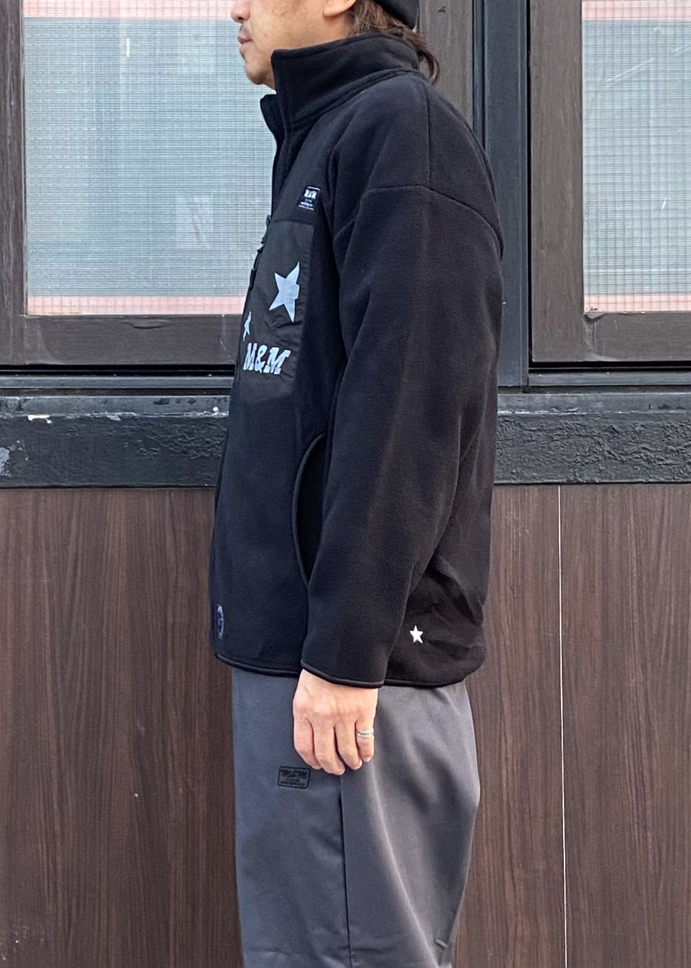 【ラスト1点】Stand zip fleece Blouson (BLACK) / フルジップ フリース ジャケット