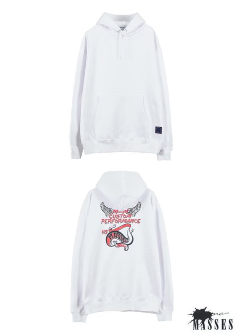 【ラスト1点】×MASSES HOODED HELL (WHITE) / マシス コラボレーション スウェット パーカー