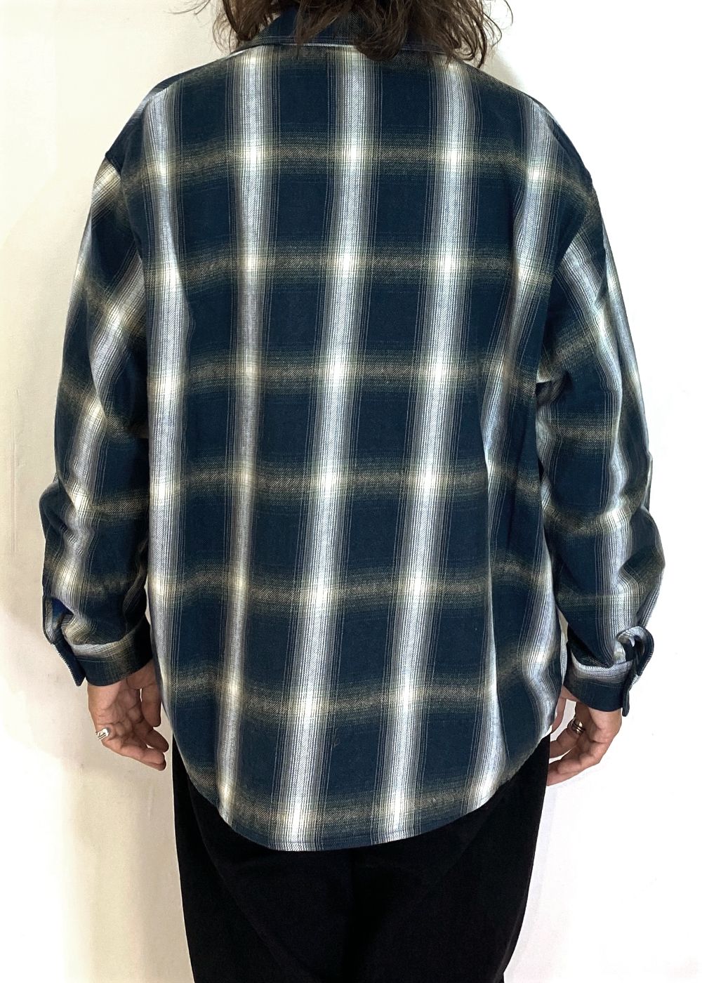 【ラスト1点】R9 OMBRE CHECK SHIRT (BLUE) / オンブレチェック シャツ