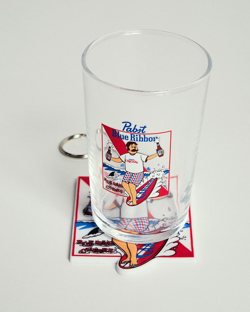 × Pabst Blue Ribbon RUBBER COASTER (WHITE) / ×パブストブルーリボン コラボ キーホルダー コースター