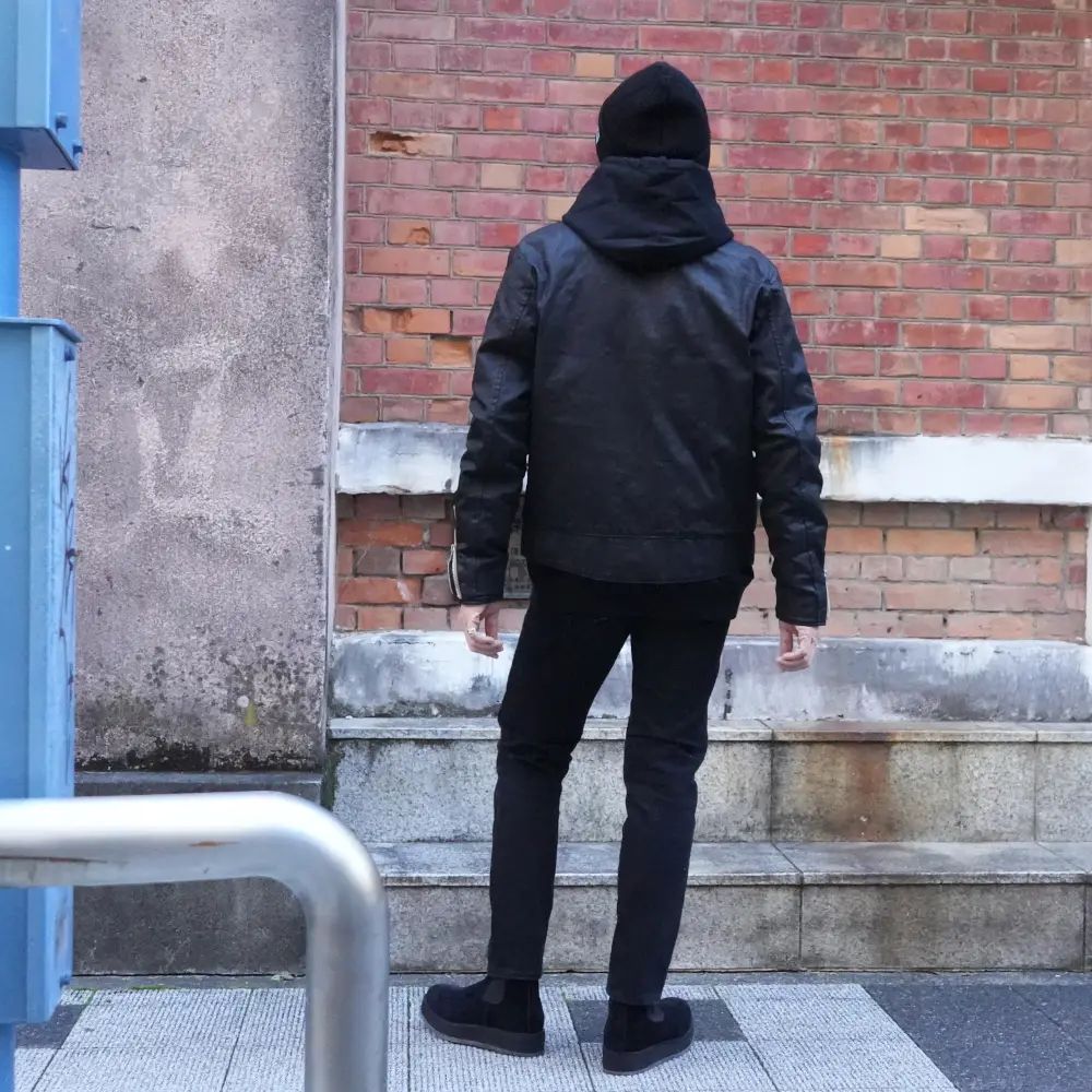 【ラスト1点】Black Coating Denim Riders JKT (BLT) / ブラック コーティング デニム ライダース ジャケット