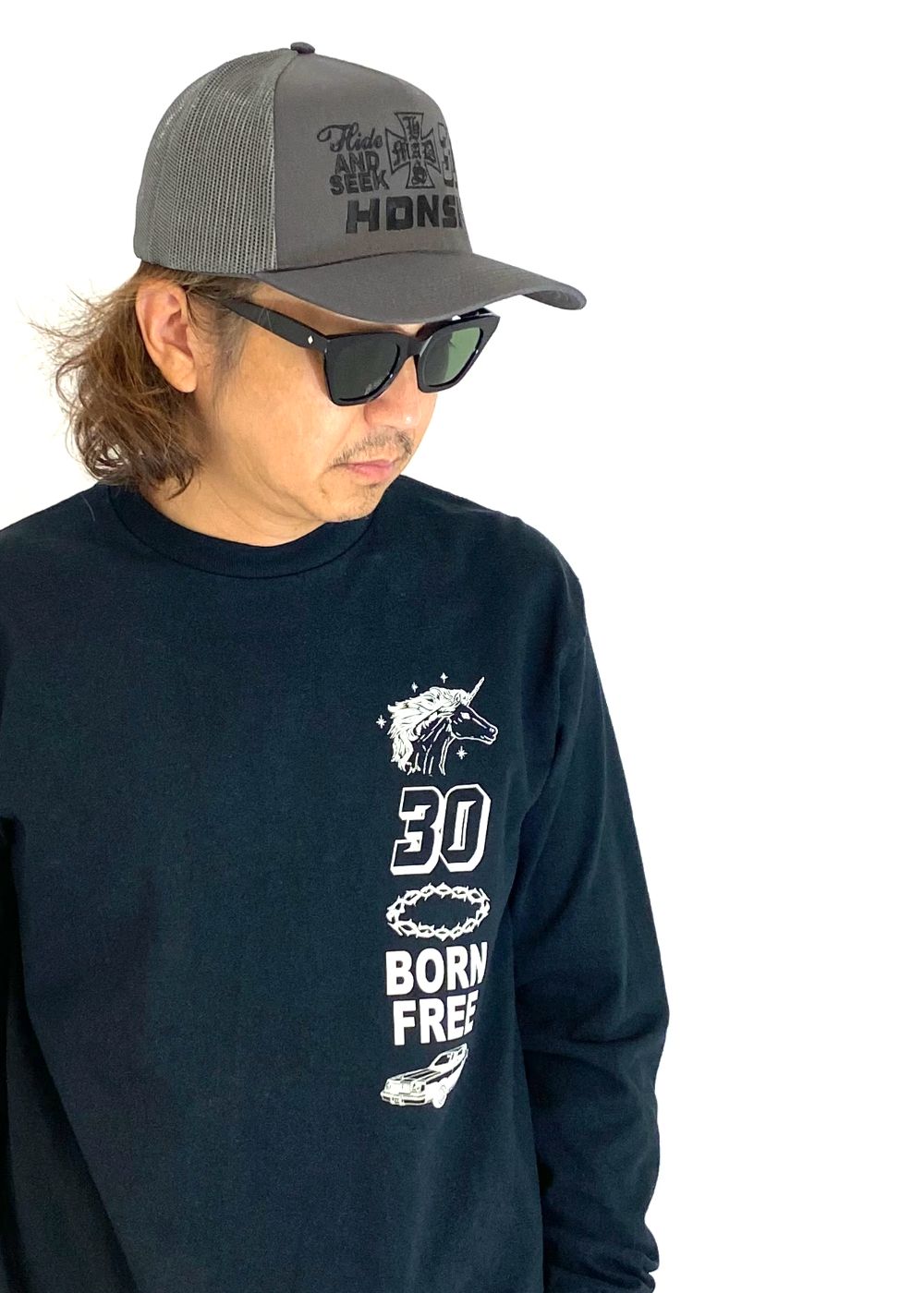 30 Mesh CAP (CHARCOAL GRAY) / ロゴ刺繍 メッシュキャップ