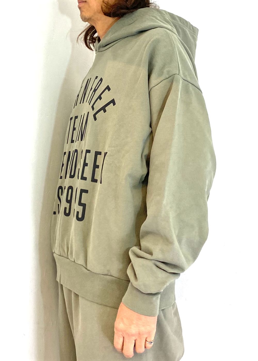 College Hooded Sweat Shirt (OLIVE DRAB) / オリジナル セットアップスウェット パーカー / セットアップ可能