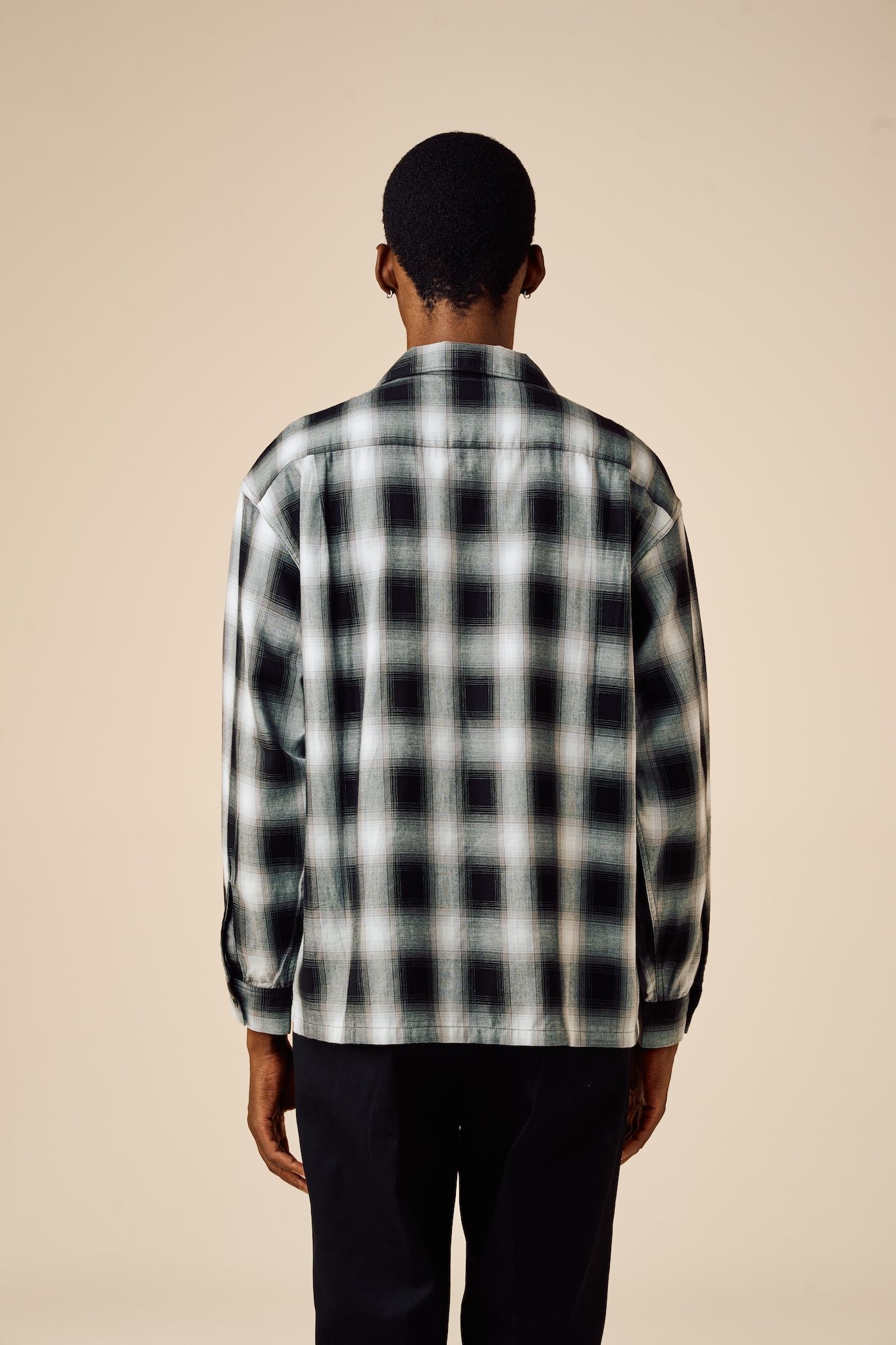 FIVE BROTHER Ex. L/S CHECK SHIRT "VIN" (GRAY) / ファイブ ブラザー コラボ チェック シャ