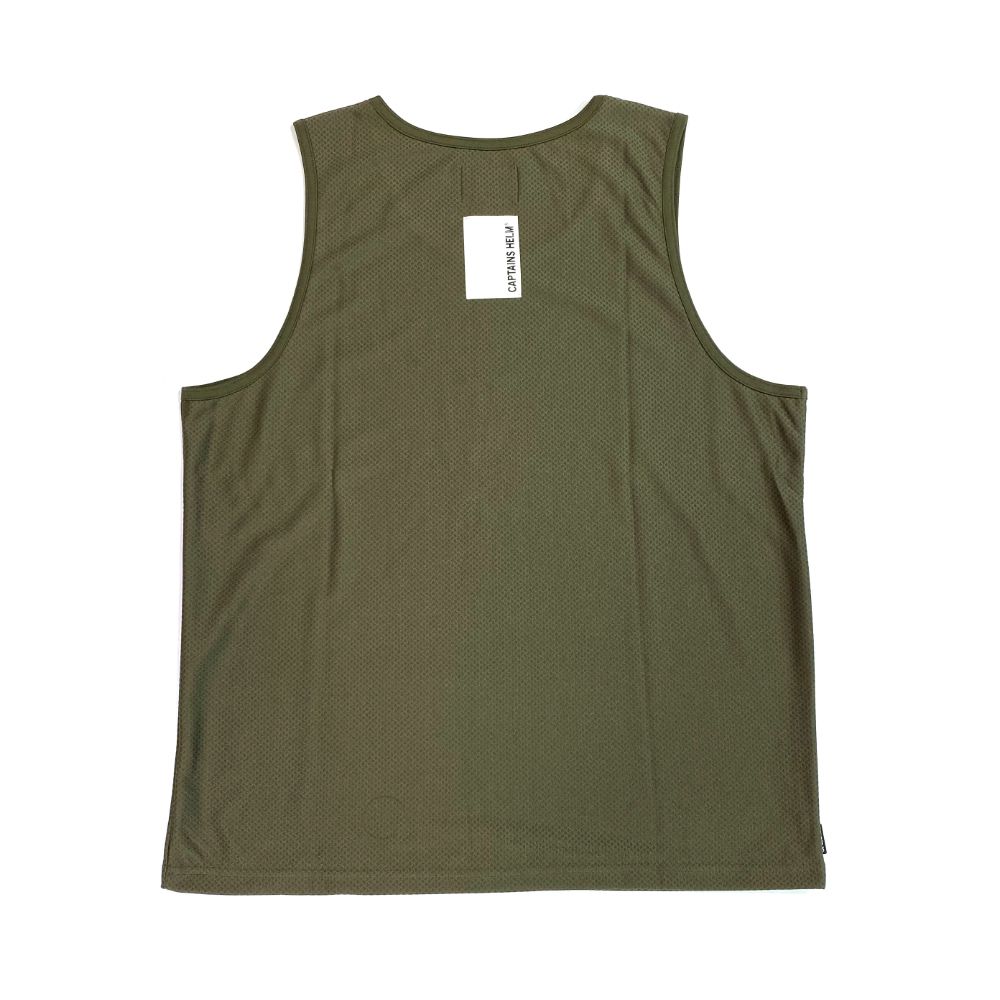 Cotton Mesh Tank Top - Olive Green