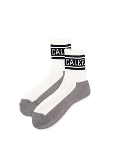 JACQUARD PILE LINE SOCKS (WHITE×BLACK) / オリジナル ラインソックス