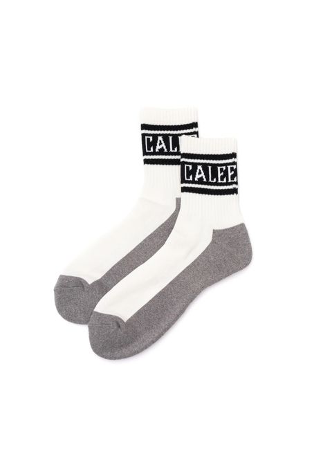 JACQUARD PILE LINE SOCKS (WHITE×BLACK) / オリジナル ラインソックス
