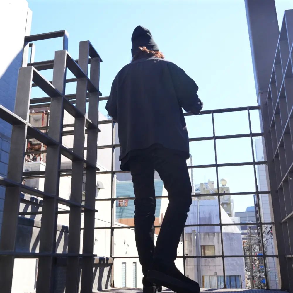 【ラスト1点】Salt'n Peppar Wool Open Collar L/S SH (CGR) / ソルトアンドペッパー ウール オープンカラーシャツ