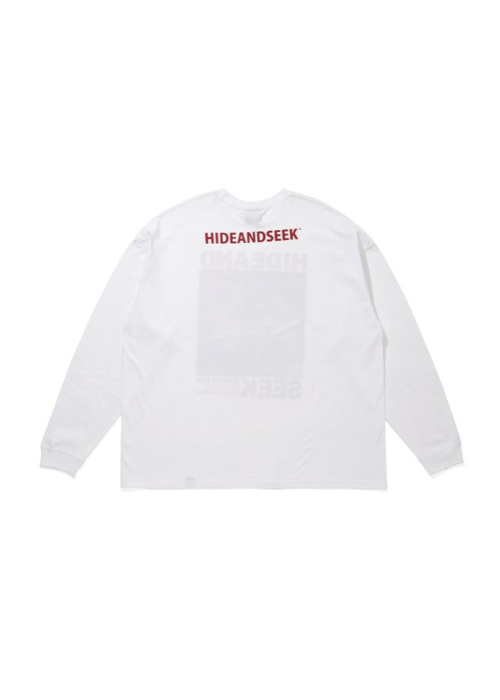 Burn L/S Tee (WHITE×RED) / フォト プリント ルーズフィット ロングスリーブ Tシャツ