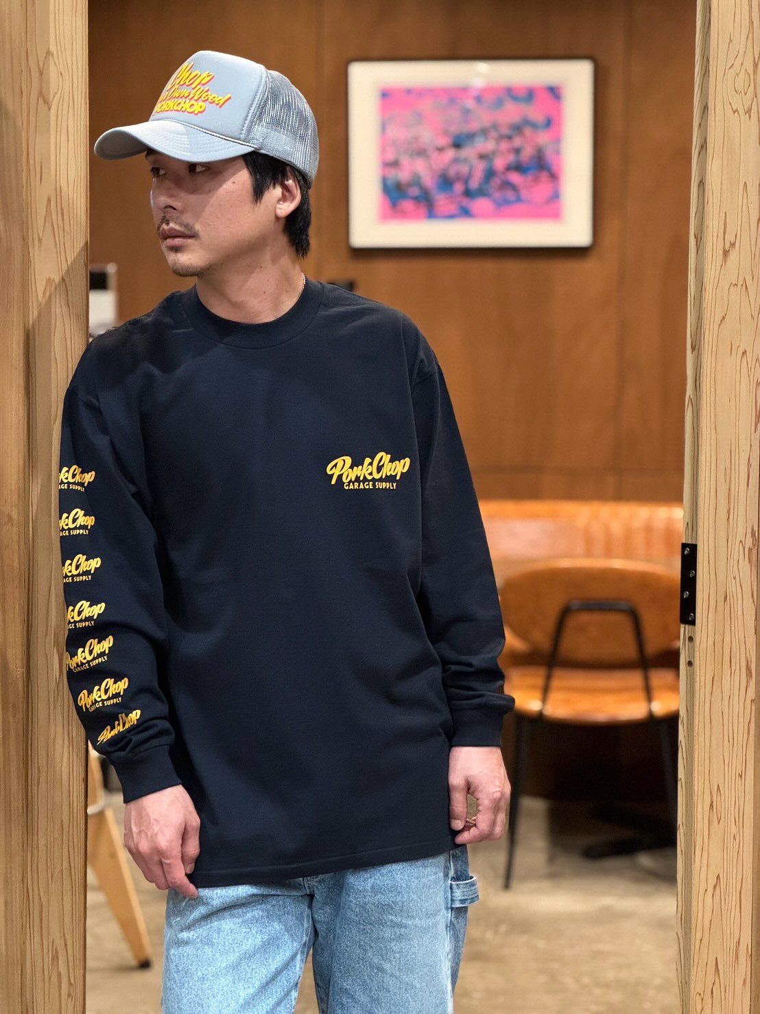 SCRIPT PORK L/S TEE (BLACK) / スクリプト ロゴ L/S Tシャツ