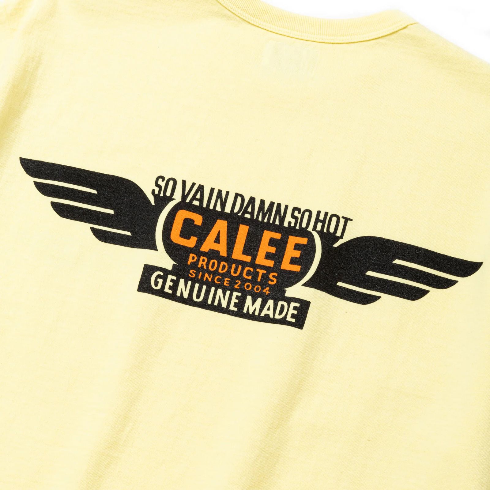 BINDER NECK WING LOGO VINTAGE TEE ＜NATURALLY PAINT DESIGN＞ (LIGHT YELLOW) / ×ナチュラリーペイント コラボ Tシャツ