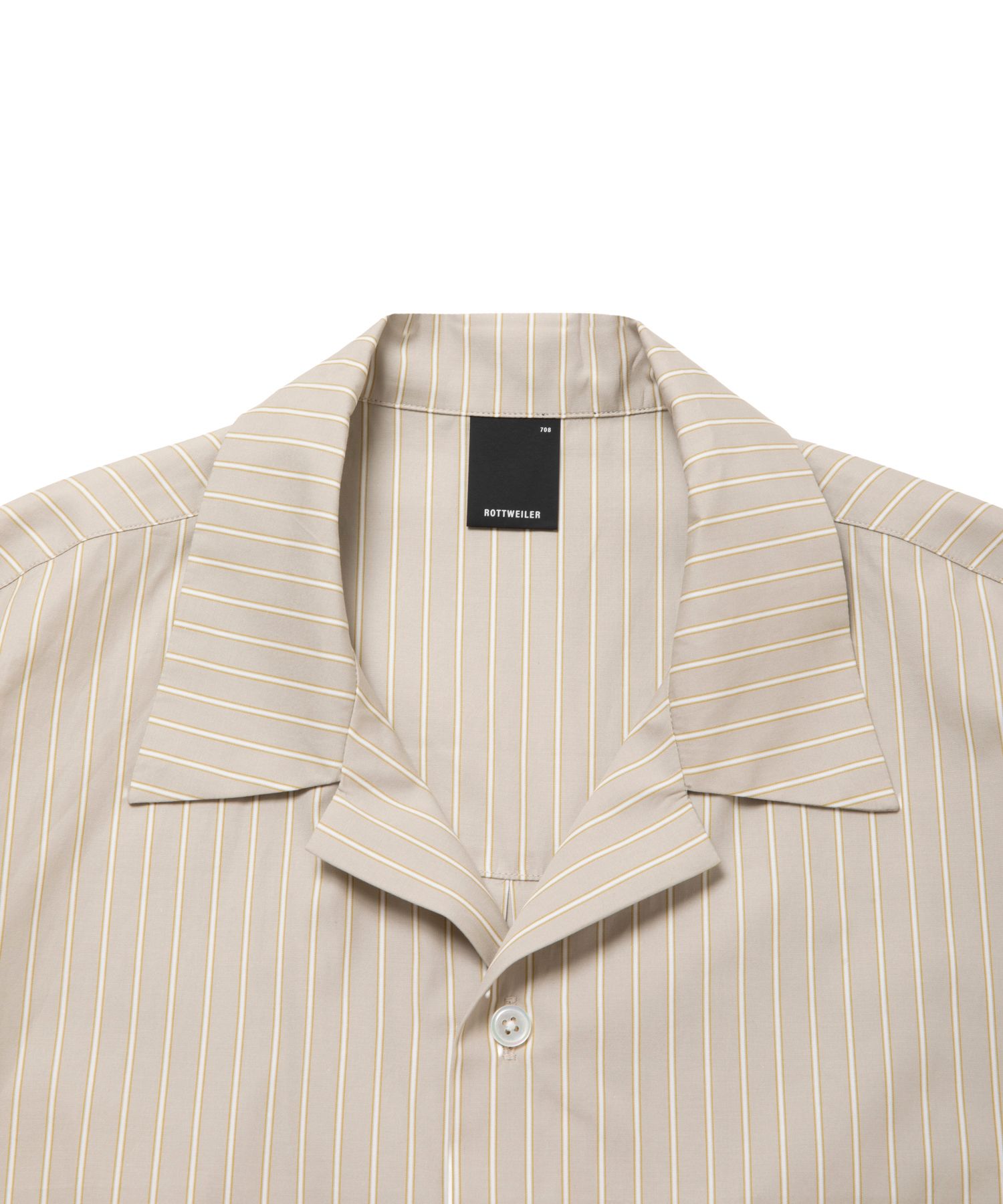 R9 STRIPE S/S SHIRTS (BEIGE) / オープンカラー ストライプ シャツ