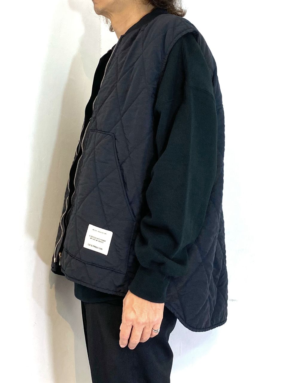 COOTIE PRODUCTIONS - Nylon Quilting Work Vest (BLACK×BLACK 