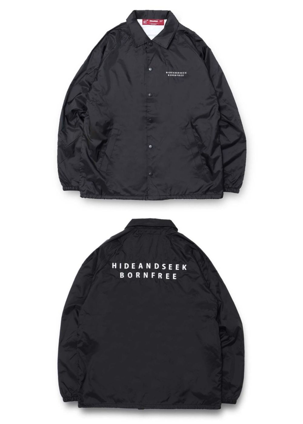 HIDE AND SEEK - TEAM JACKET (BLACK) / ロゴ刺繍 コーチジャケット