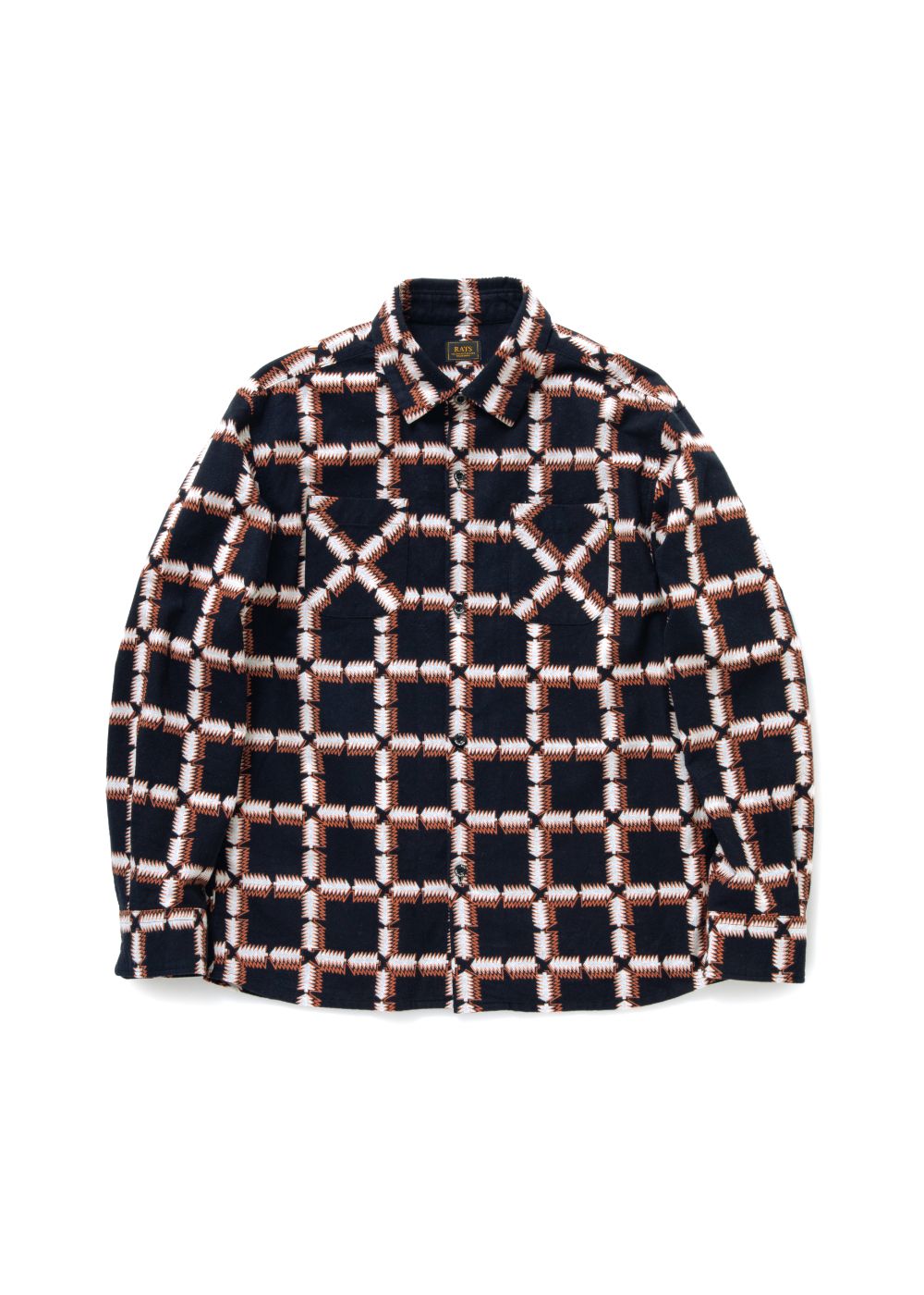 RATS - NATIVE PRINT FLANNEL SHIRT (BLUE) / コットンフランネル ...