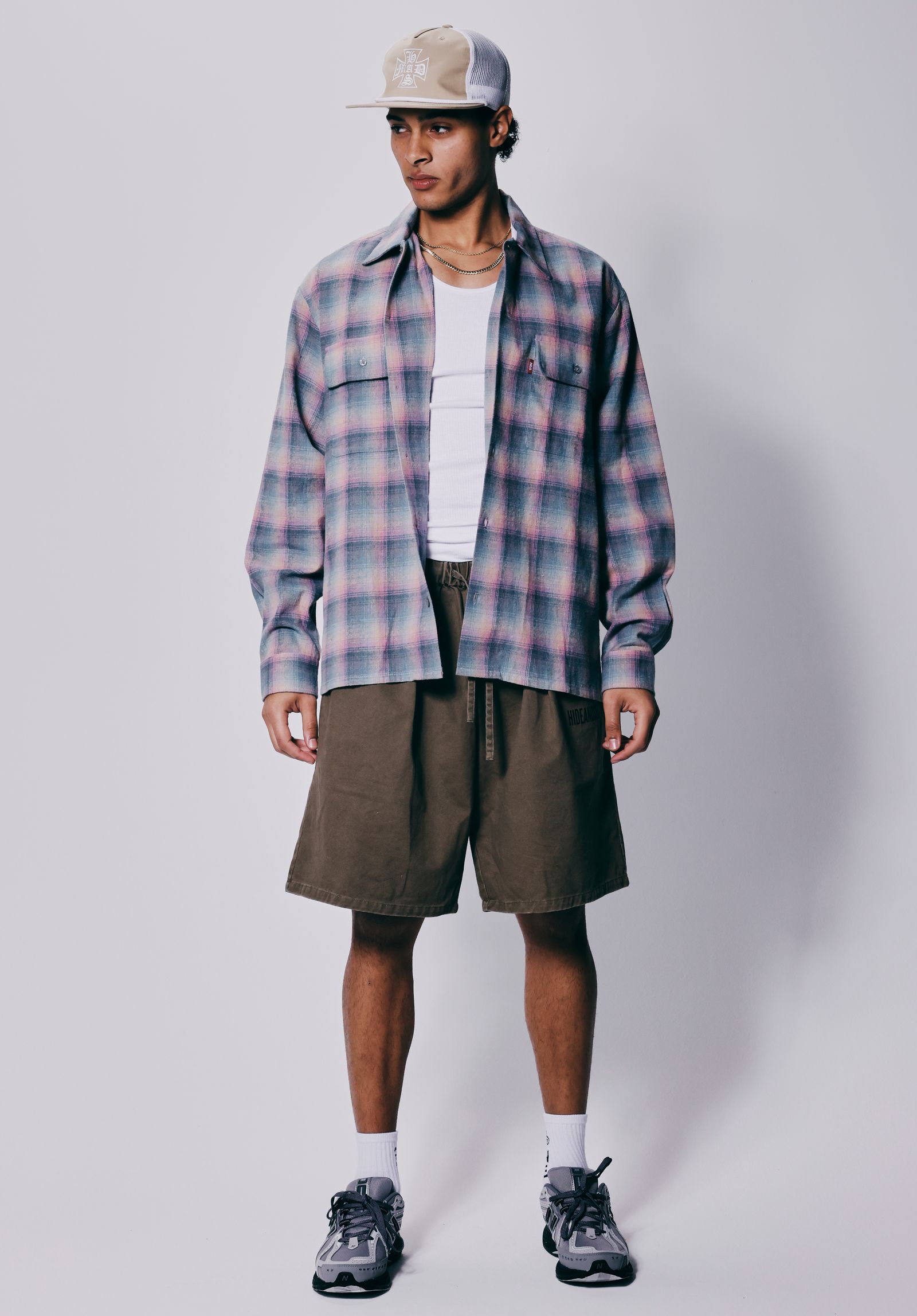 Flannel Check L/S Shirt (SAX) / ネル チェック シャツ
