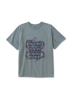 GARMENT DYE SNAKE LOGO TEE ＜BARTHDAY WORKS DESIGN＞ (GREEN GRAY) / ×バースデイワークス コラボ Tシャツ