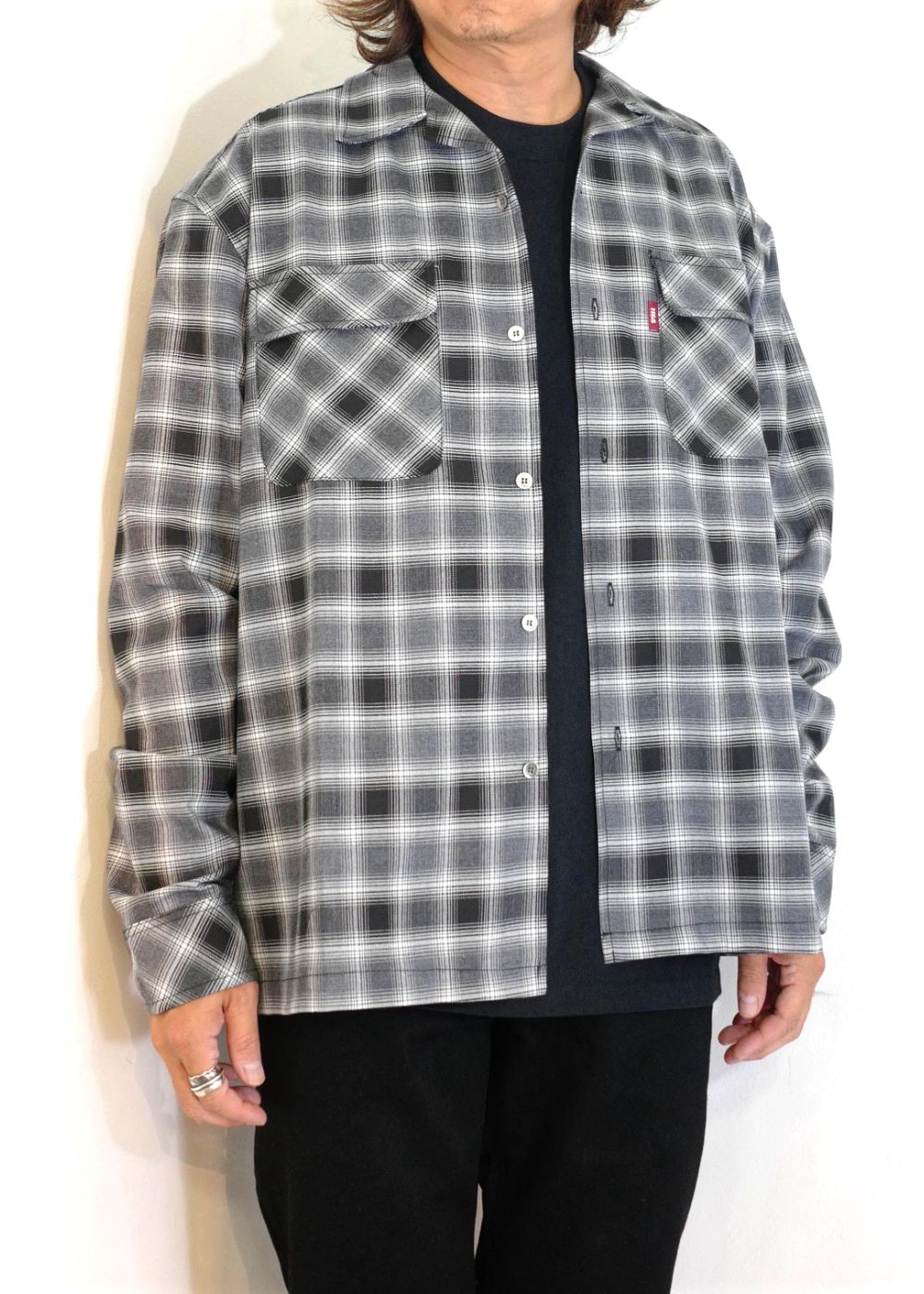 HIDE AND SEEK - OMBRE CHECK L/S SHIRT (GRAY) / オンブレチェック シャツ | LOOPHOLE