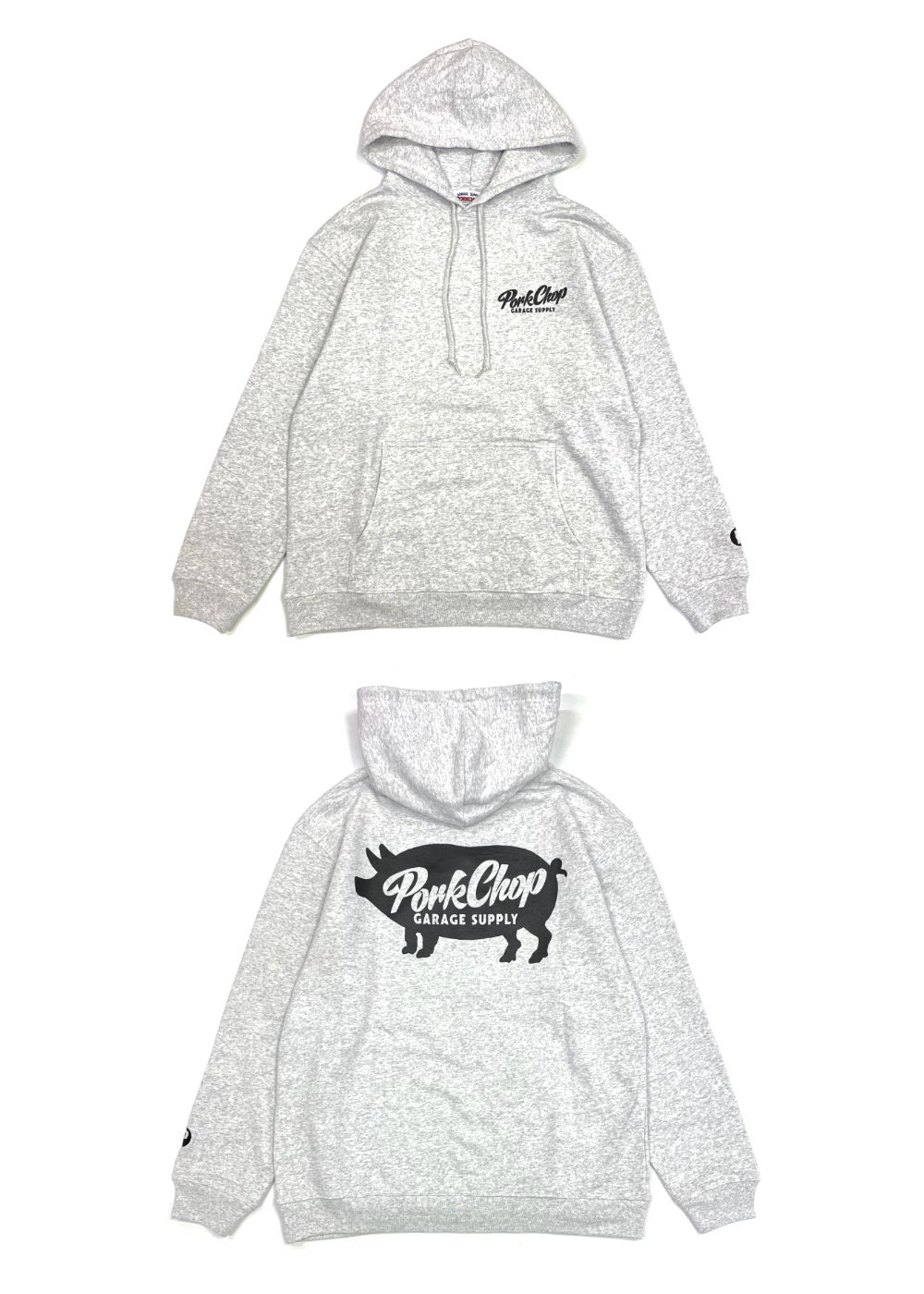 SCRIPT PORK HOODIE (ASH) / ロゴ スウェットパーカー