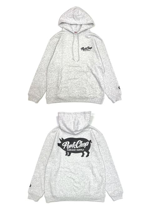 SCRIPT PORK HOODIE (ASH) / ロゴ スウェットパーカー