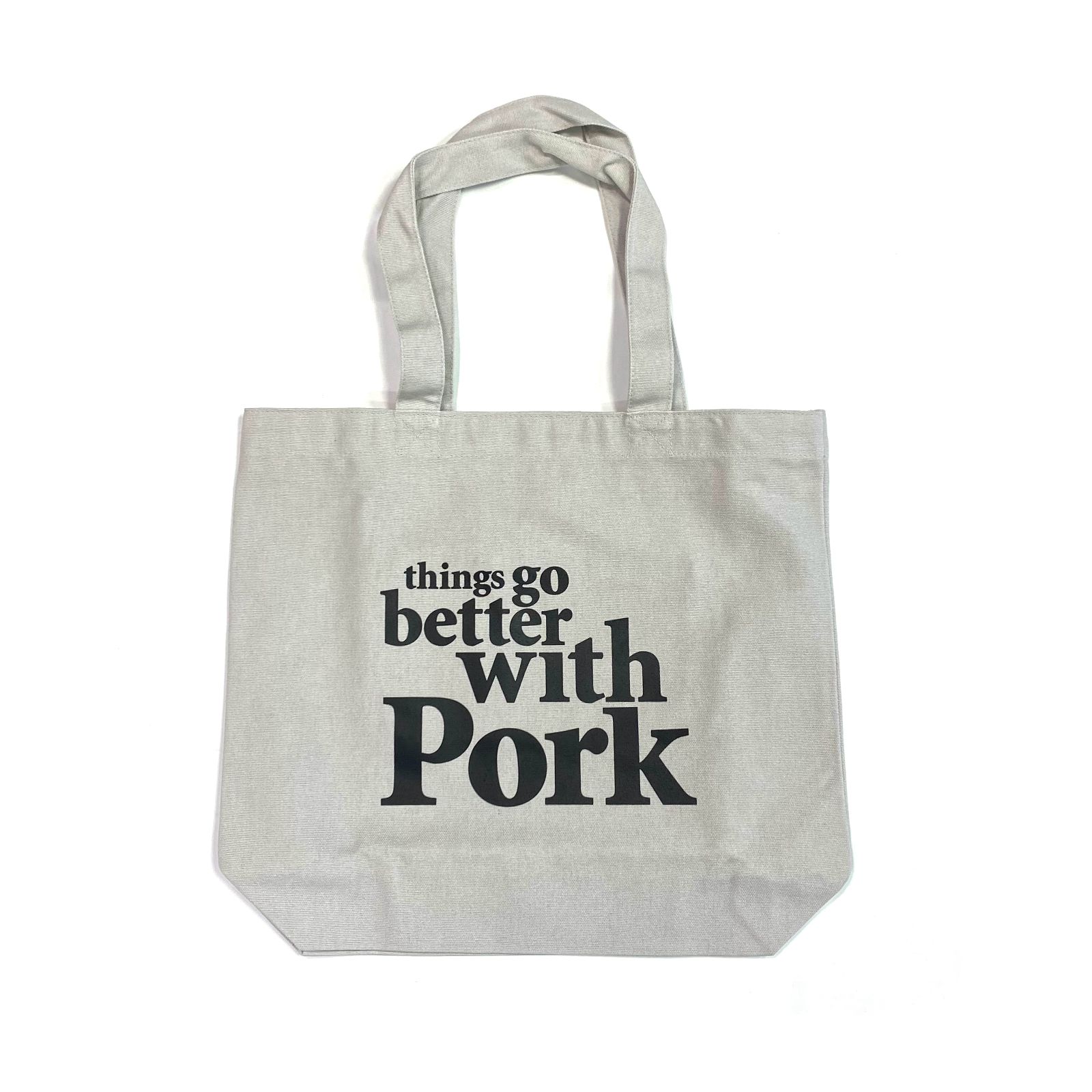 THINGS GO BETTER TOTE BAG (GRAY) / プリントトートバッグ