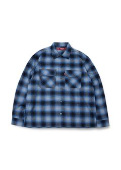 HIDE AND SEEK - WOOL OMBRE CHECK L/S SHIRT (BLUE) / ウール 