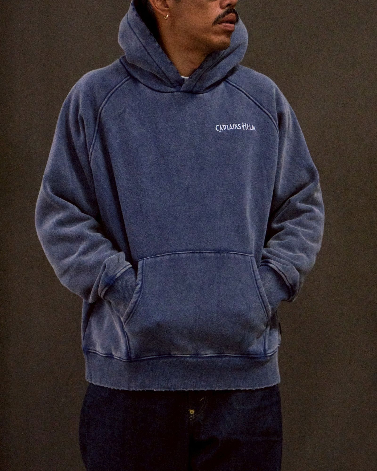 VINTAGE LOGO HOODIE (VINTAGE NAVY) / ヴィンテージ加工 ロゴ スウェット パーカー